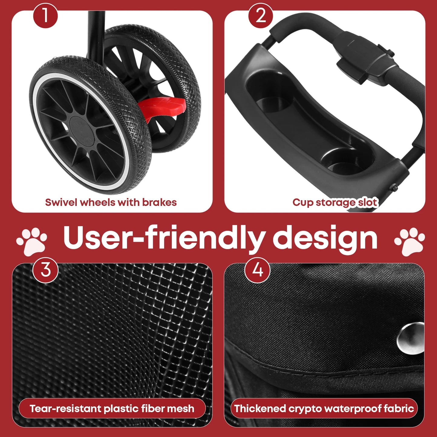 Chihuahua Pet Stroller for Cats and Dogs Foldable Three Wheel