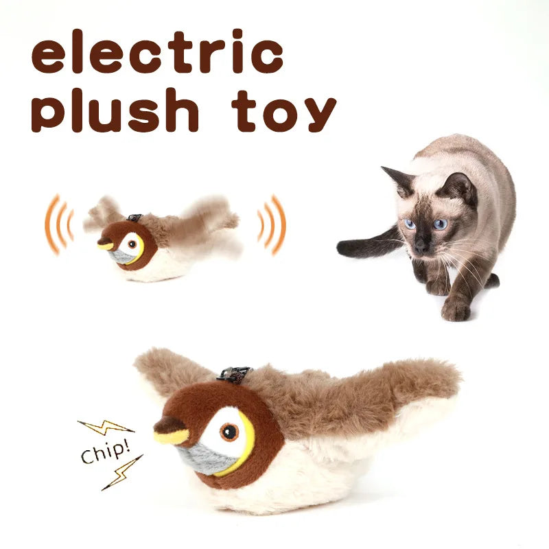 Interactive Flapping Bird Plush Cat Toy Touch Activated