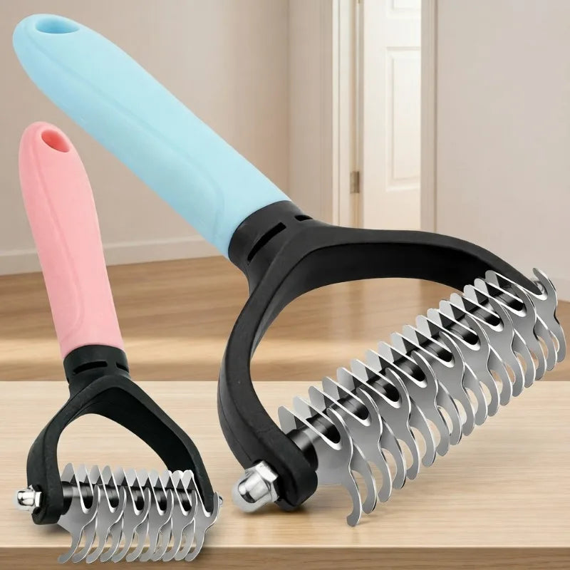 Stainless Steel Pet Grooming Comb Double Sided Deshedding Brush for Cats Dogs Long Hair Detangling Tool Random Color