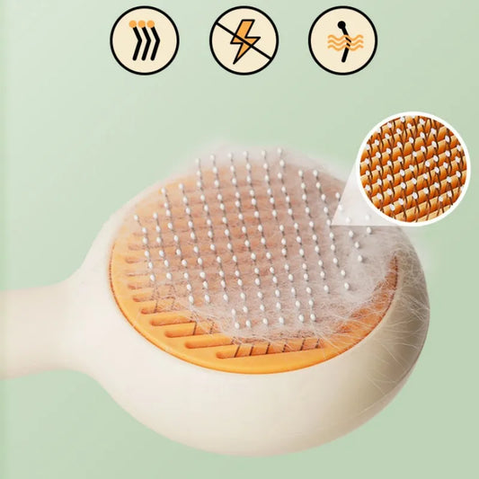 Self-Cleaning Cat Brush For Gentle Pet Hair Removal And Grooming