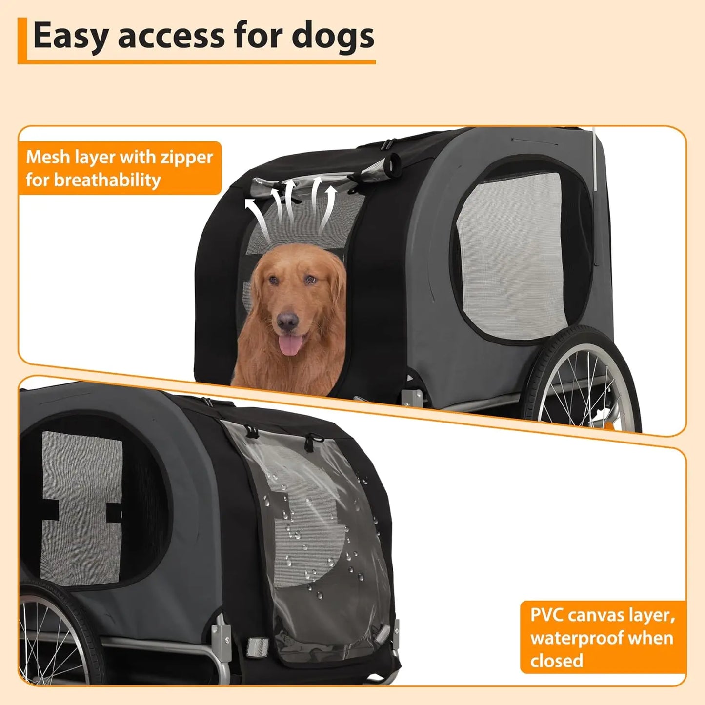 HiMISS Folding Steel Dog Bike Trailer With Universal Coupler