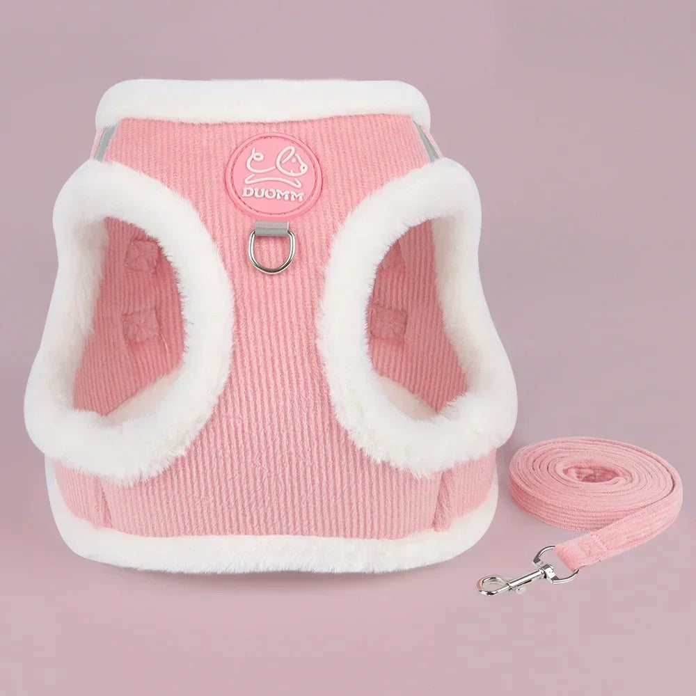 Walking Sphynx Cat Harness Vest With Fur And Leash