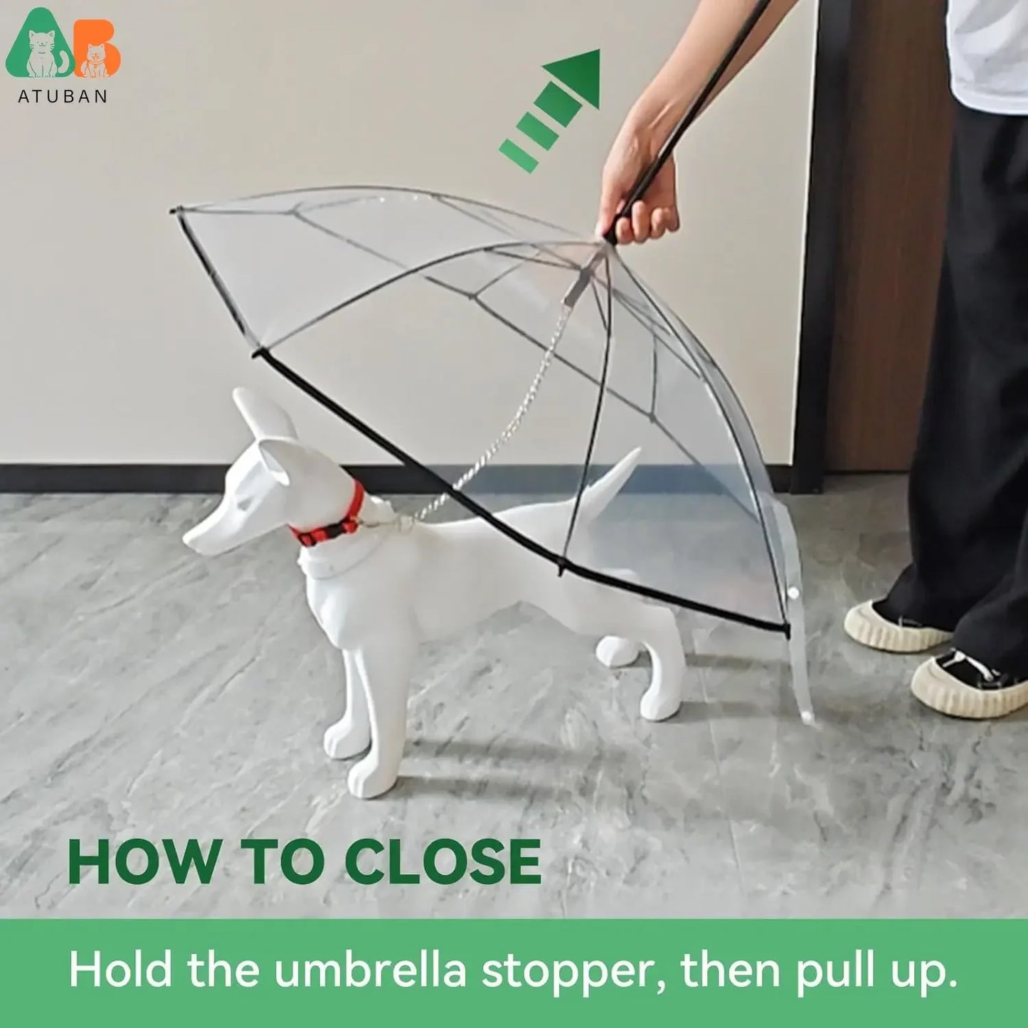 ATUBAN Dog Umbrella With Leash For Pets Rain Shield