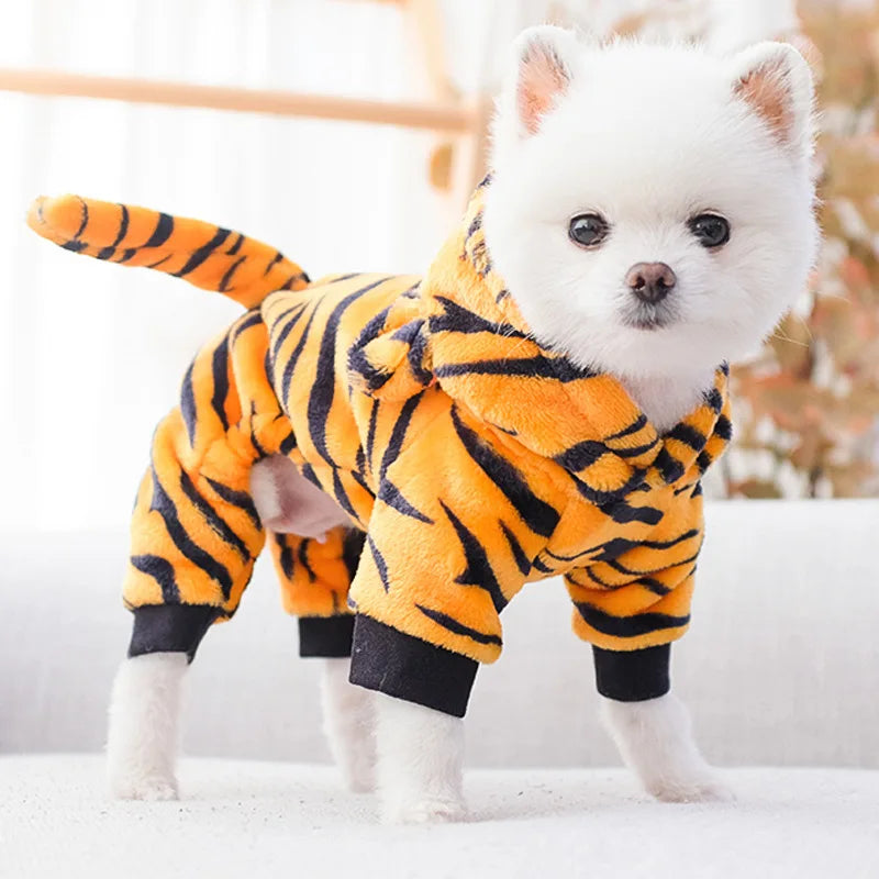 Fleece Dog Clothes Winter Jumpsuit Hoodie Coat For Small Dogs