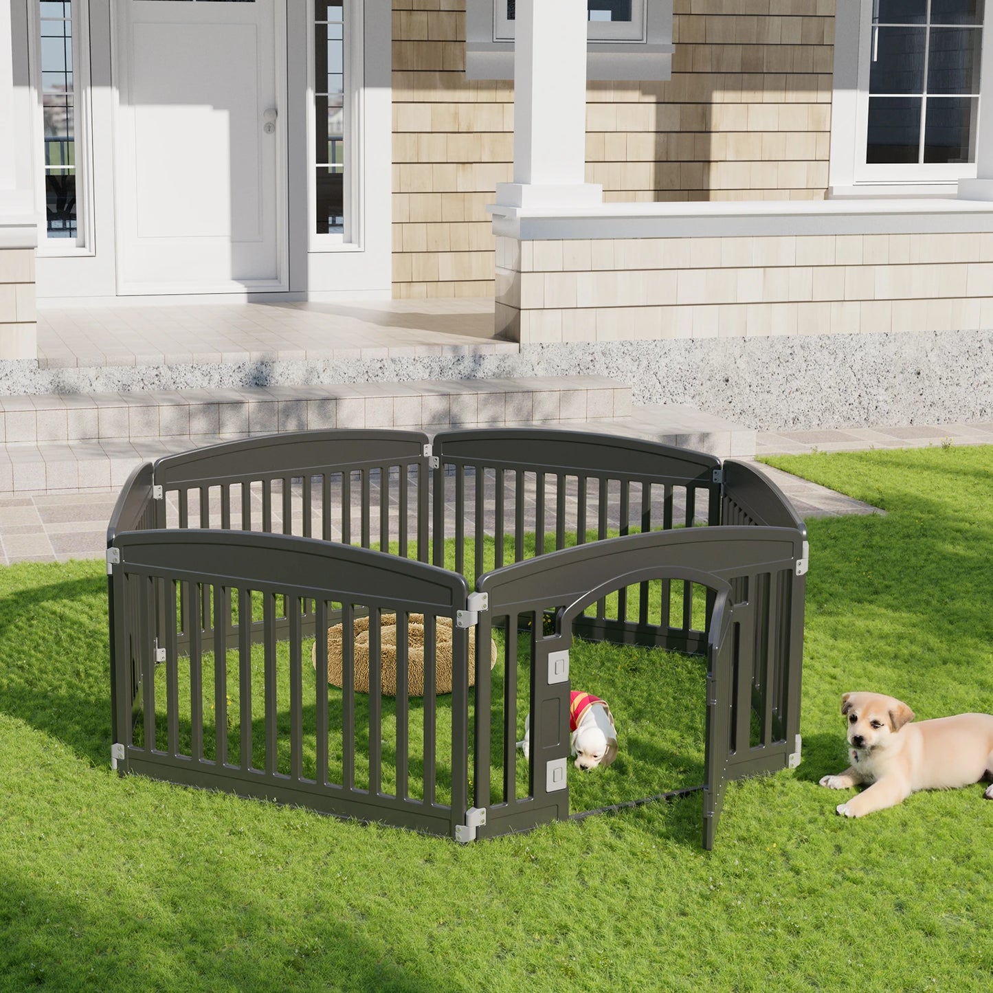 JHK Plastic Dog Playpen Indoor Outdoor Portable Fence