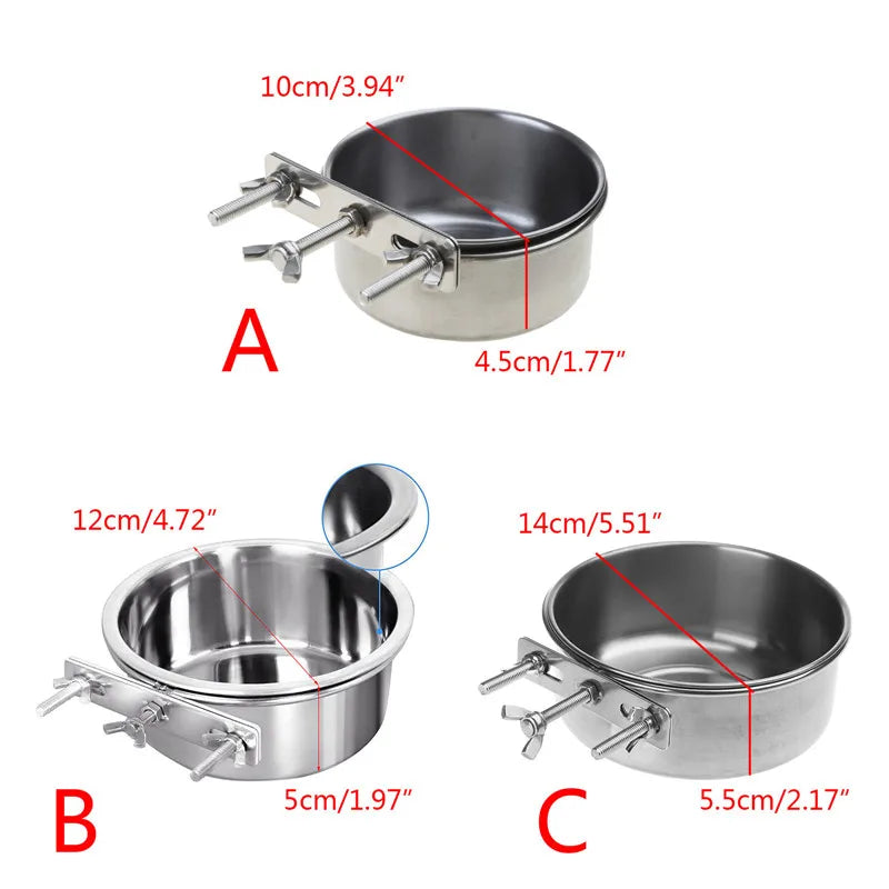 Stainless Steel Hanging Pet Bowls for Dogs and Cats
