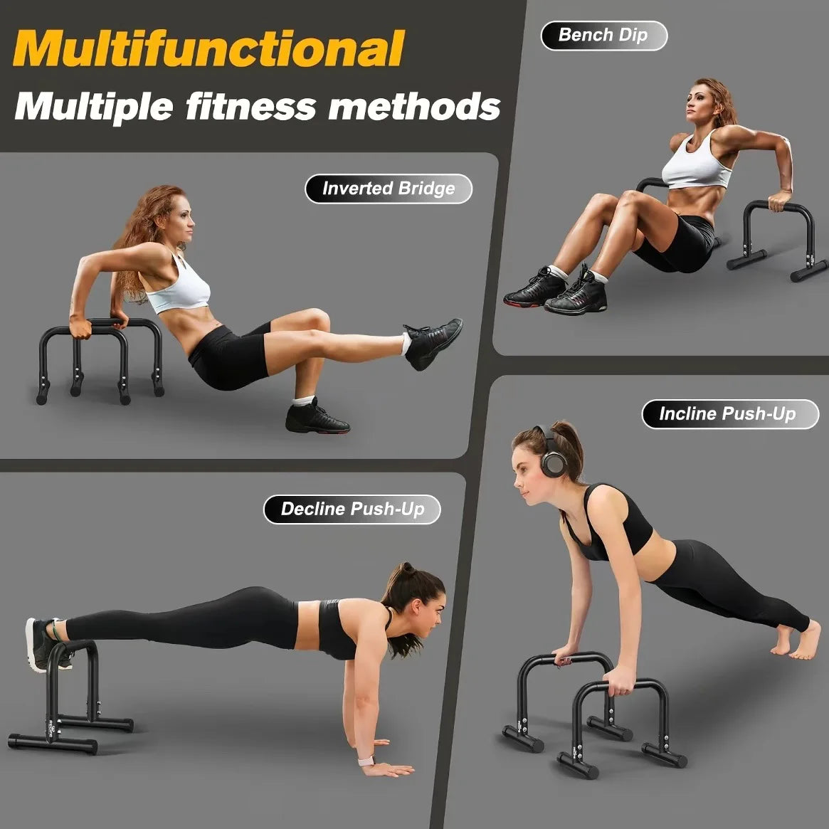 Relife Rebuild Your Life - Dip Station Exercises - Parallel Bars - Heavy Duty Dip Stand - Stable Gym Dip Bars