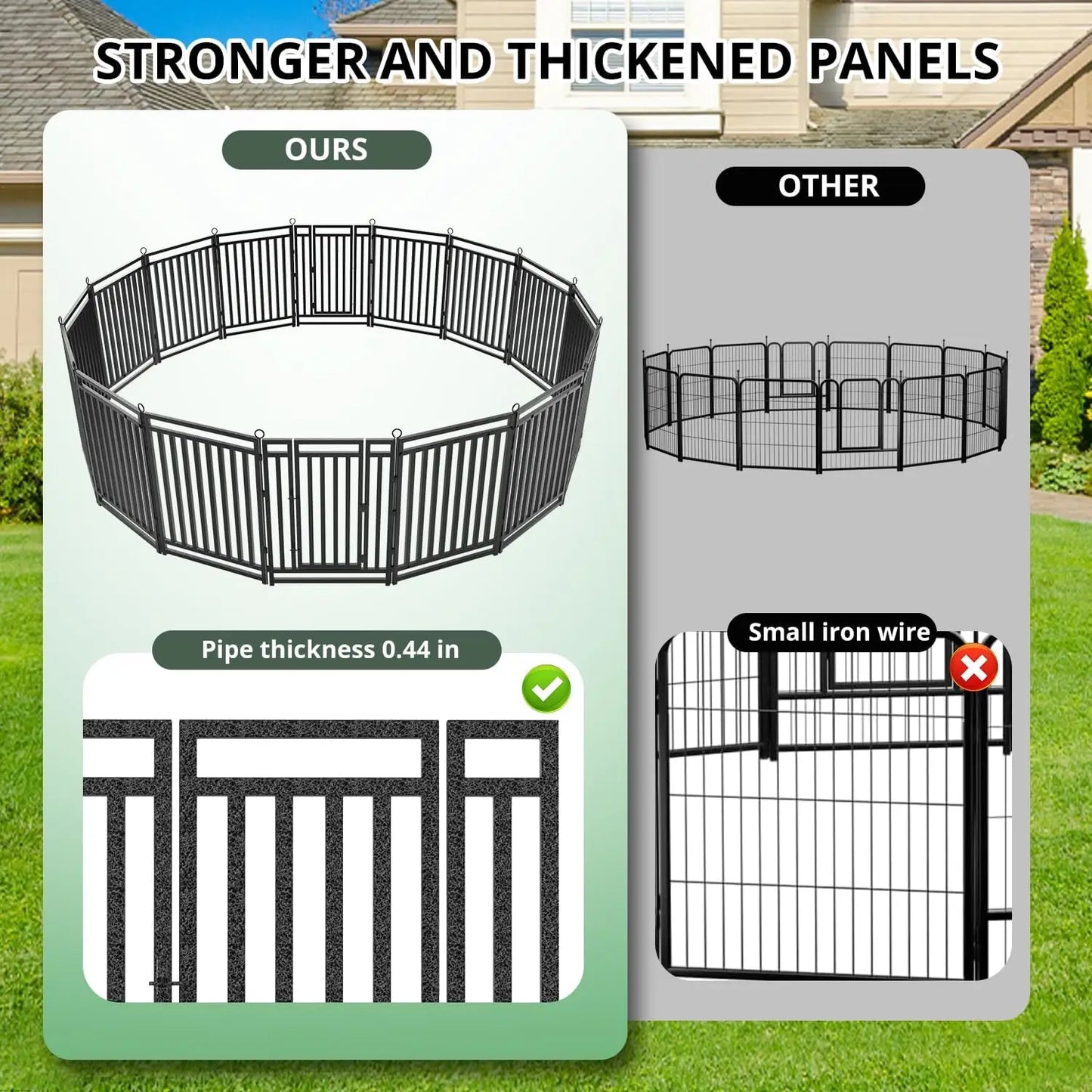Dog Fence Outdoor Indoor, 40" Inch Height 16 Panels Dog Playpen for Large/Medium/Small Dogs Metal Dog Pen for Yard Camping
