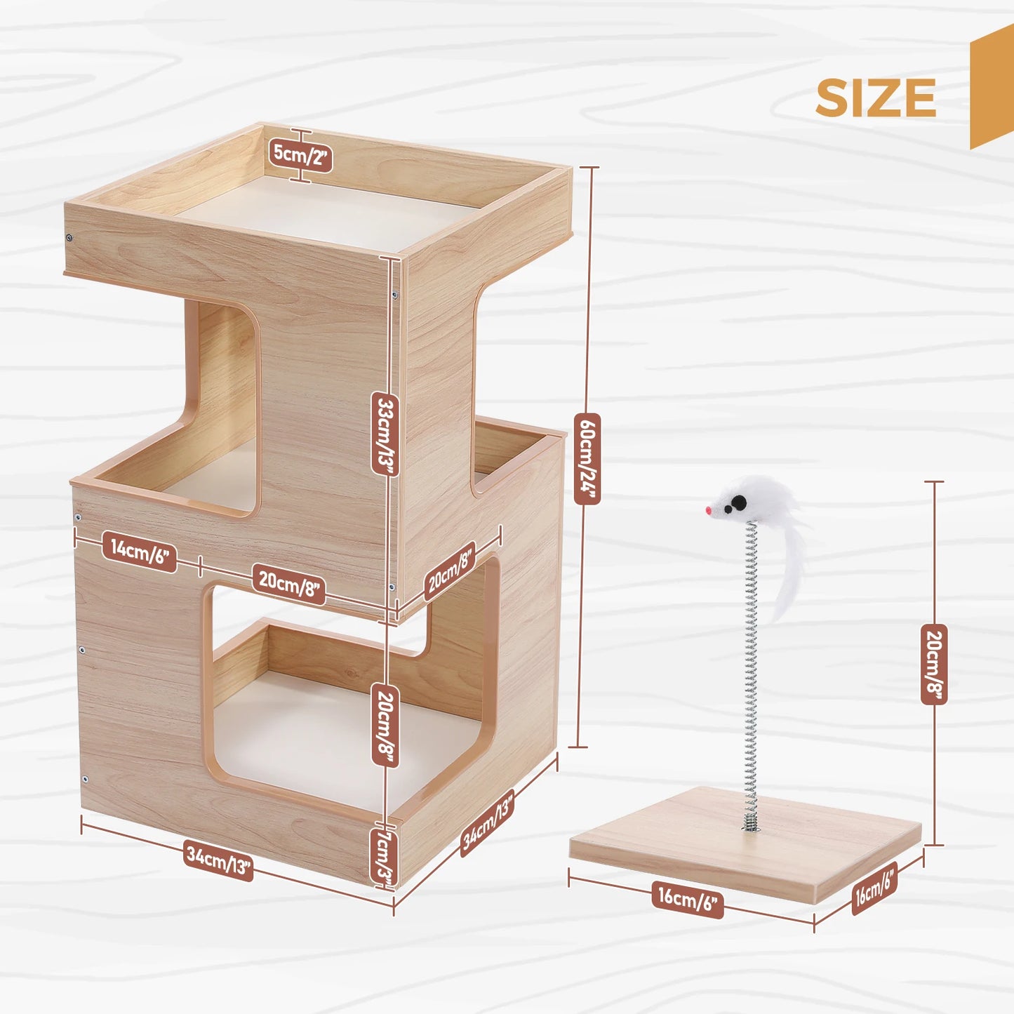 PAWZ Road Wood Cat Condo With Mats And Scratching Pad