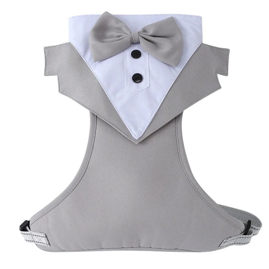 Halloween Christmas Dog Vest Tuxedo Harness Adjustable Tuxedo with Bow Tie for Male Dogs Wedding Party Suit Pet Costume Outfits
