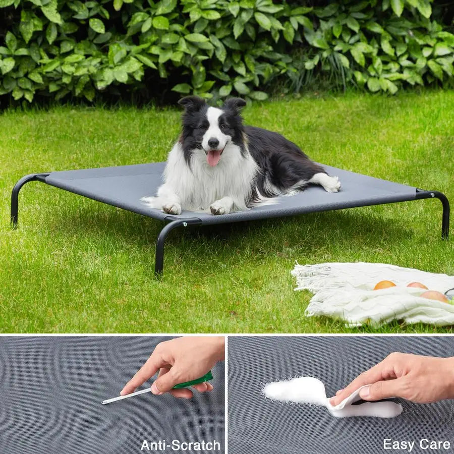 cabin Elevated Cooling Dog Bed for Large Dogs, Portable Indoor amp Outdoor Raised Pet Dog Cat Cot, Durable Summer Frame with Bre