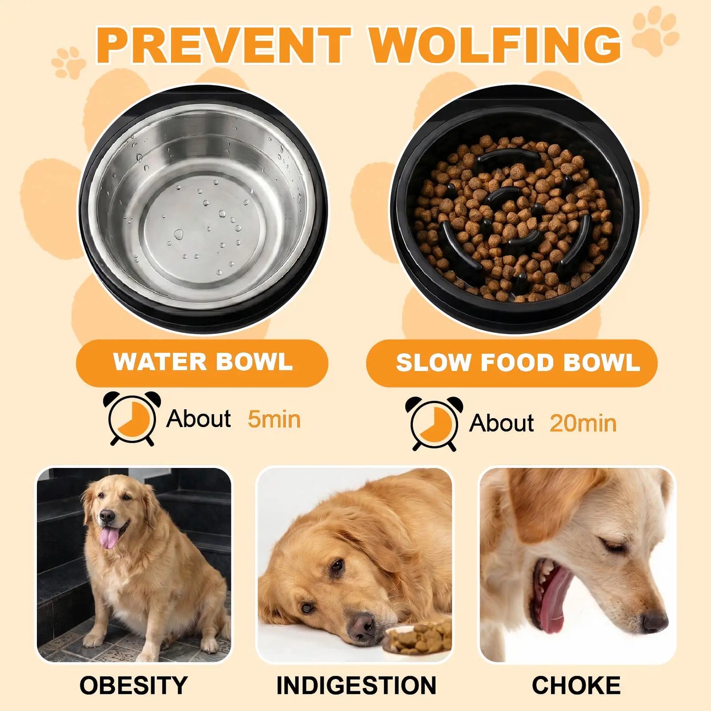 4-in-1 Adjustable Elevated Dog Feeder, Raised Dog Bowl Stand with Stainless Steel Water Bowl, Slow Feeder Bowl & Lick Mat, 4 Height Adjustable Anti-Choke Pet Food Water Dish for Small Medium Large Dogs