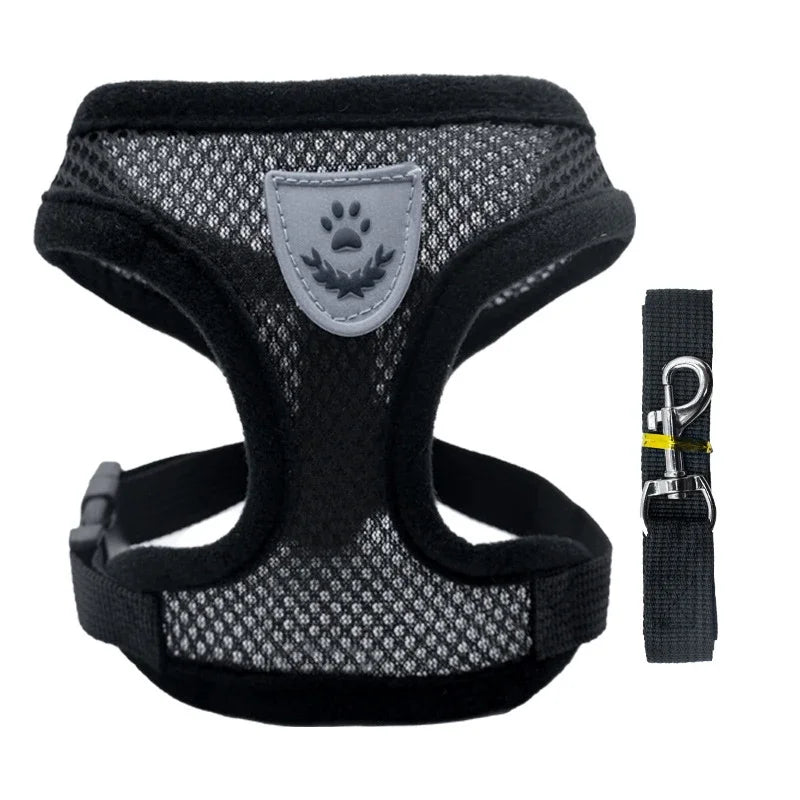 NONECN Cat Harness Vest Leash Set Adjustable Polyester Mesh