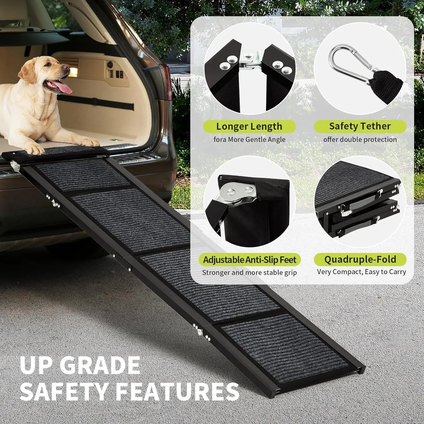 TWISTER.CK Dog Ramp For Cars Quad Fold Non Slip Ramp