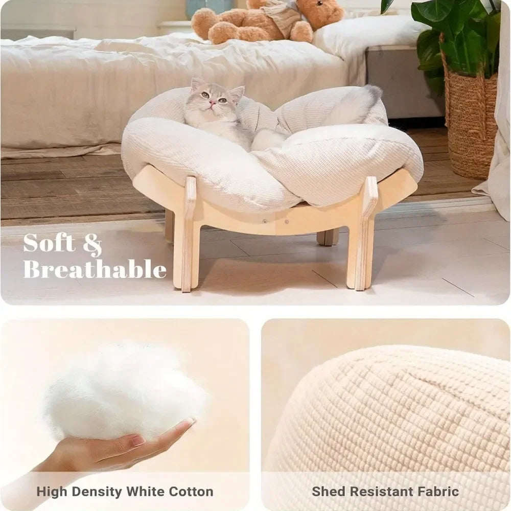 Dog Bed Cat Condo Pet Sofa With Wooden Cushion Lounge
