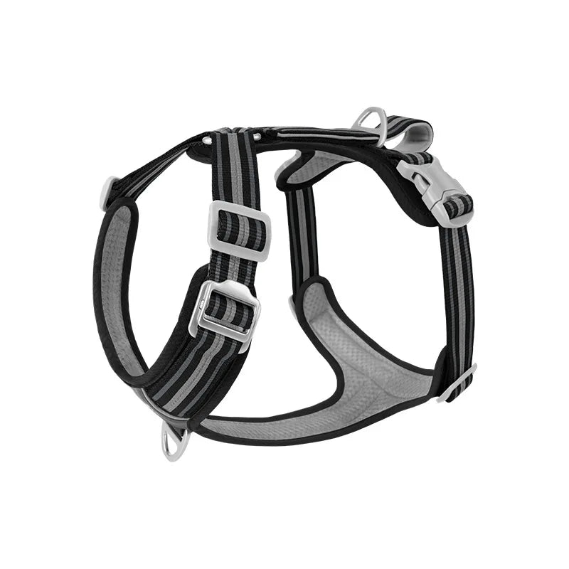 Car Safety Dog Harness with Dual Handle, Quick Release Buckle & No-Pull Design, Reflective Adjustable for All Sizes Dogs