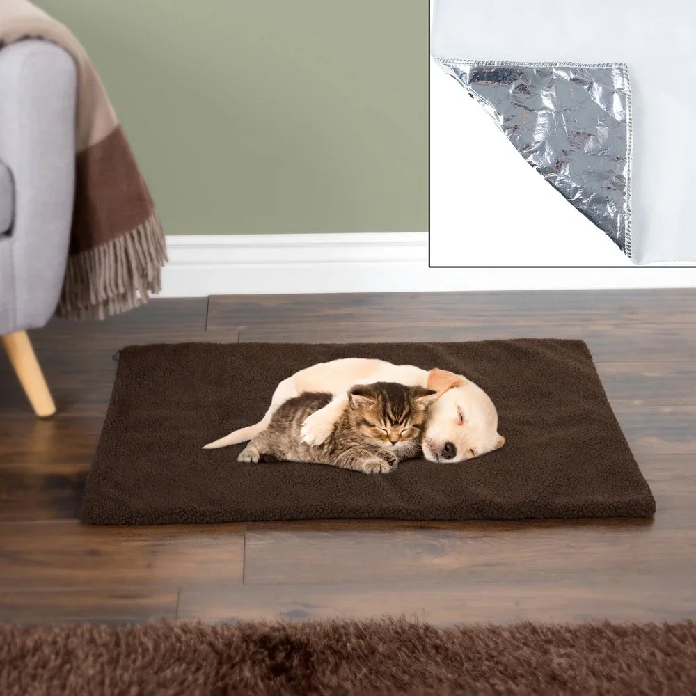 NONECN Self Heating Pet Pad Thermal Mat With Sherpa Cover