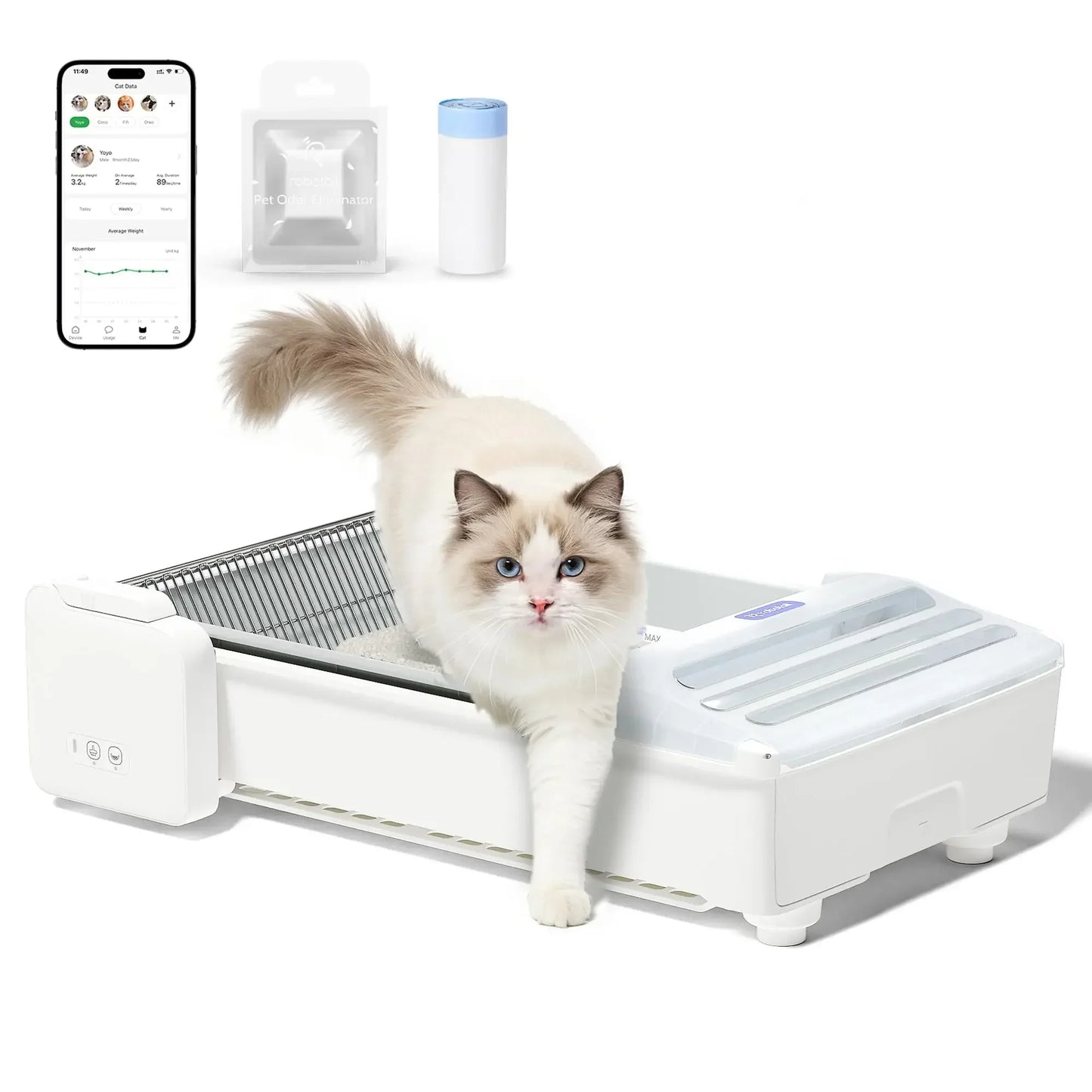 Open-Top Self Cleaning Litter Box, 2026 Upgraded Extra Large Automatic Cat Litter Box for Multiple Cats, Safety Sensors/App