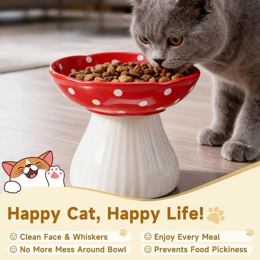 XMSJ Elevated Ceramic Cat Bowl For Whisker Fatigue Lead Free