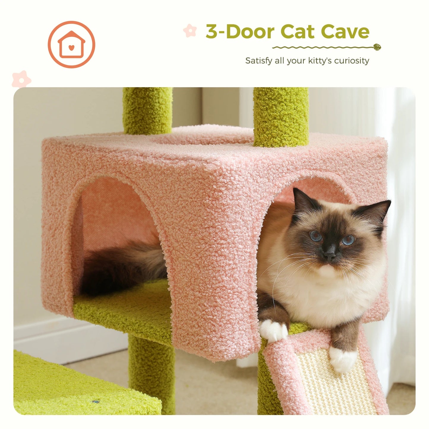 PEQULTICN Flower Cat Tree Multi Level Cat Tower With Hammock