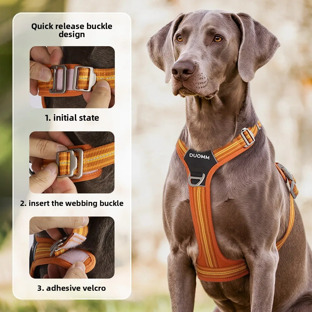 Car Safety Dog Harness with Dual Handle, Quick Release Buckle & No-Pull Design, Reflective Adjustable for All Sizes Dogs