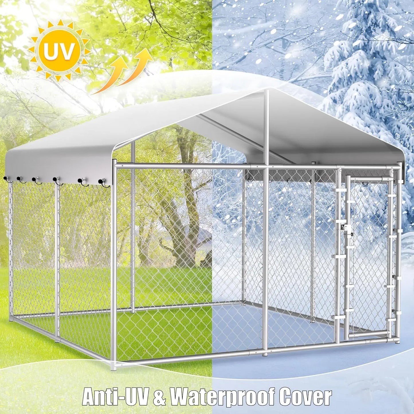 Durable Outdoor Dog Kennel With Roof Chain Link Enclosure Lock