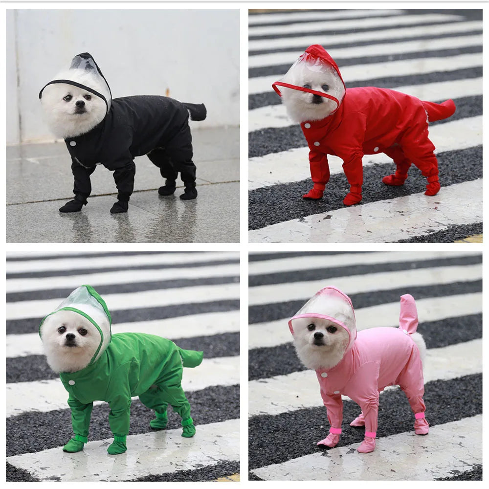 Waterproof Dog Raincoat With Boots Hooded Jacket Gear