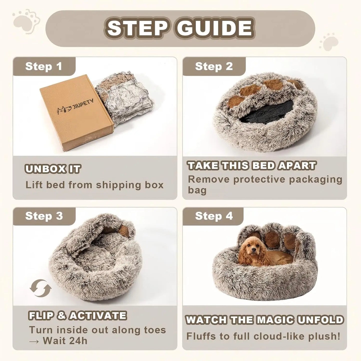 Premium Plush Faux Fur Donut Bed For Dogs And Cats