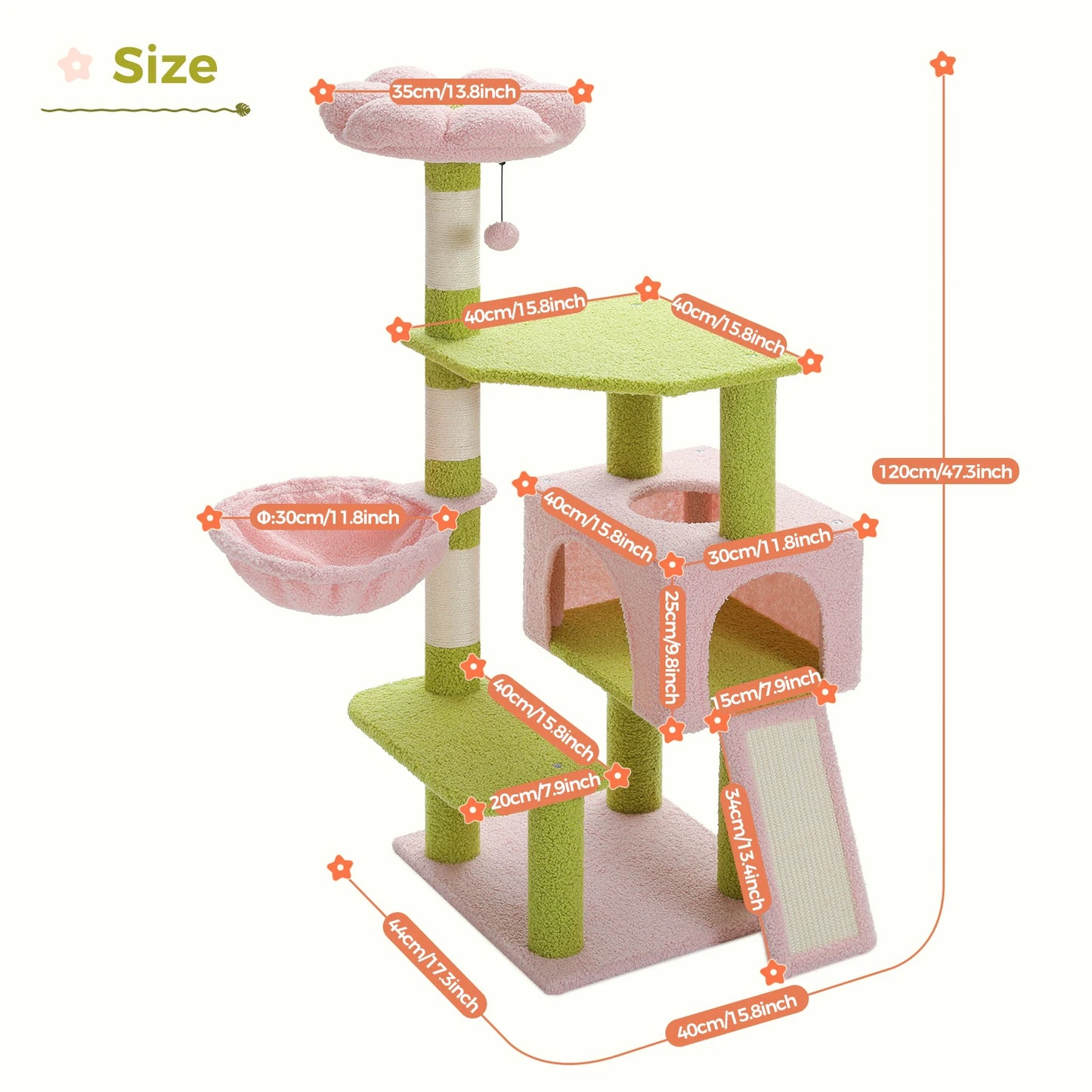 PEQULTICN Flower Cat Tree Multi Level Cat Tower With Hammock