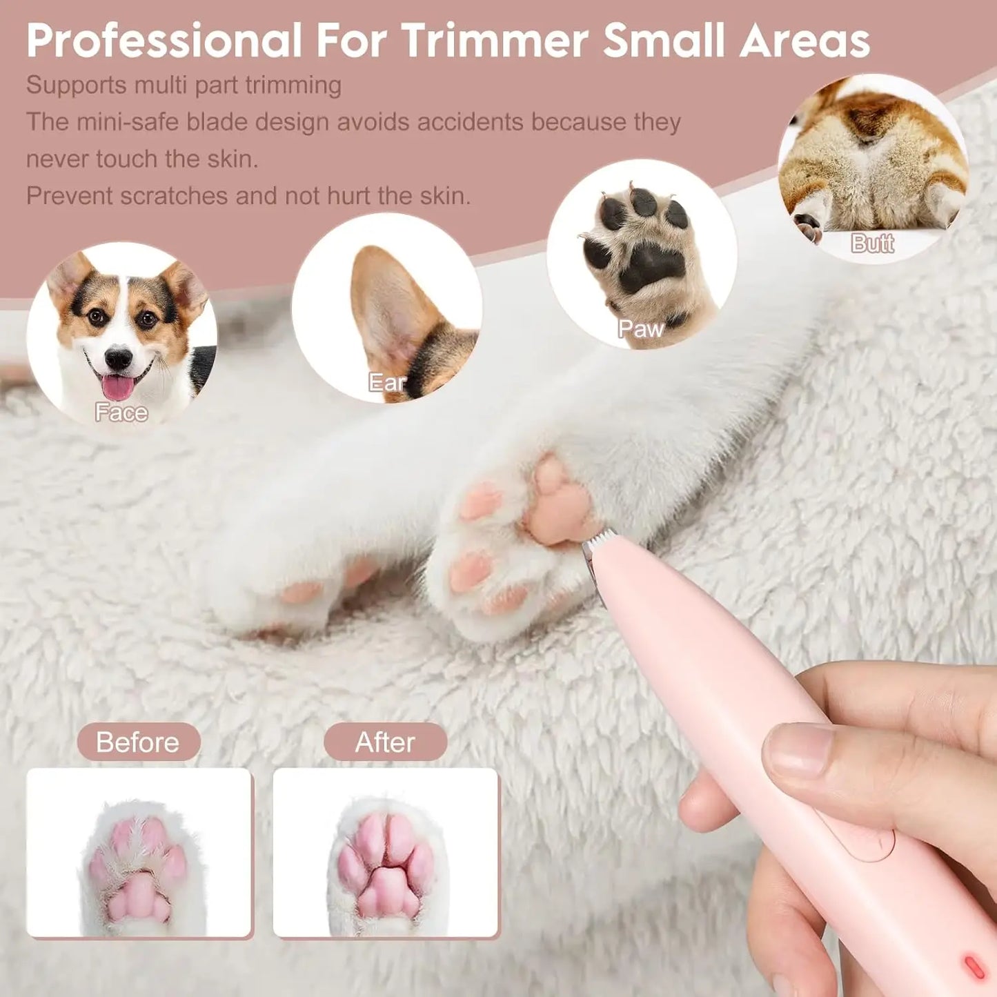 Low Noise Rechargeable Pet Shaver for Cats and Dogs