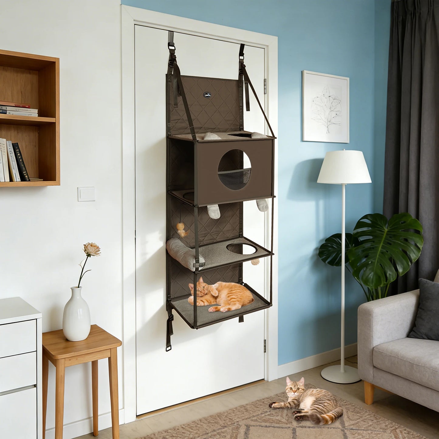 NONECN Hanging Cat Tree Door Mount Climber With Bed