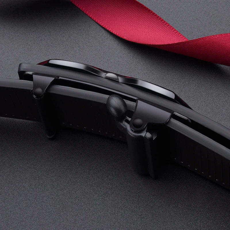 New Men's Crocodile Pattern Automatic Buckle Belt Fashionable Men's Casual Shorts Business Belt Trendy Youth Belt