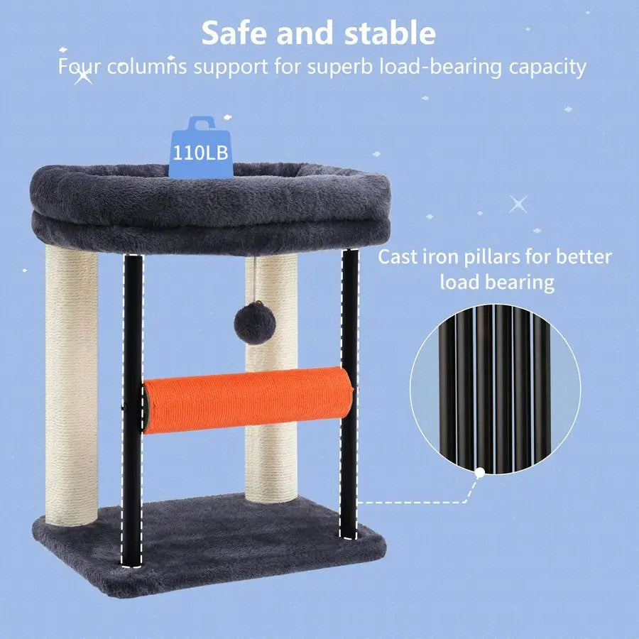 Cat Tree With Bed And Sisal Wrapped Columns For Kittens