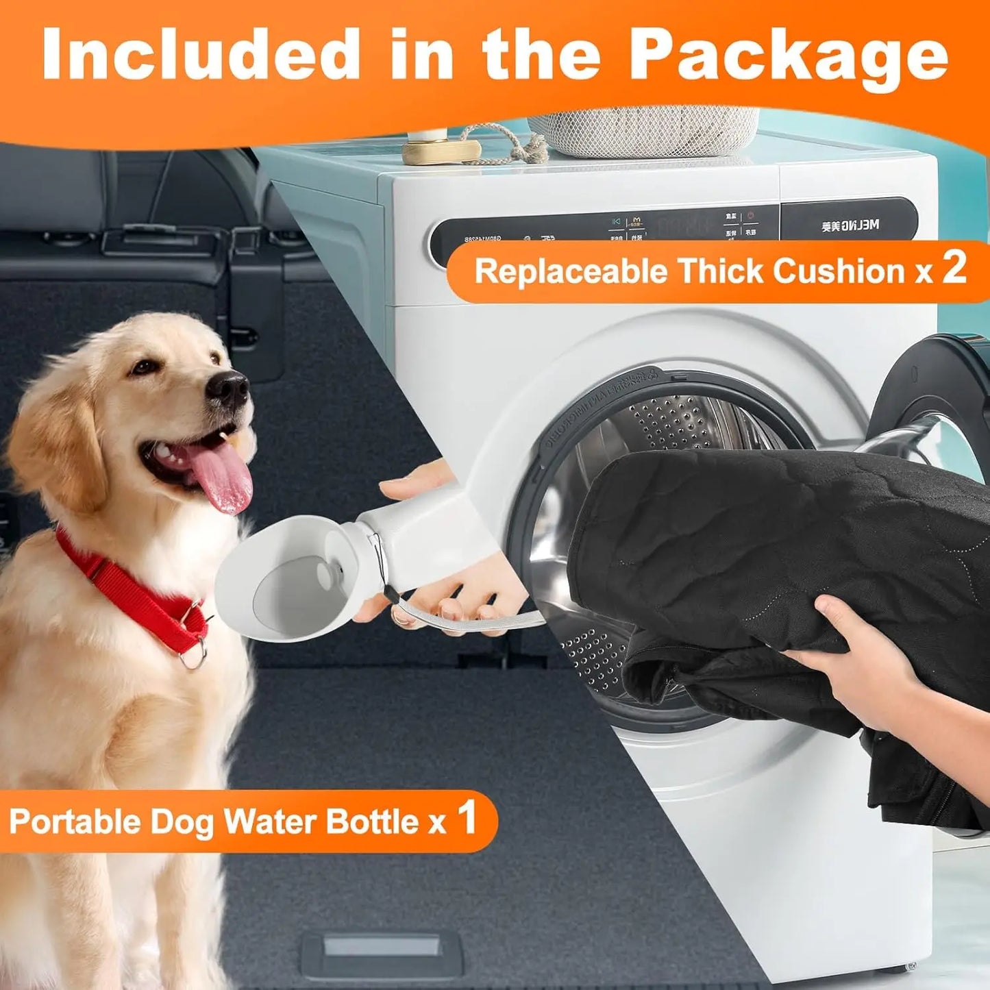 Wedyvko Waterproof Foldable Dog Car Seat Cover Hammock Back Seat Protector