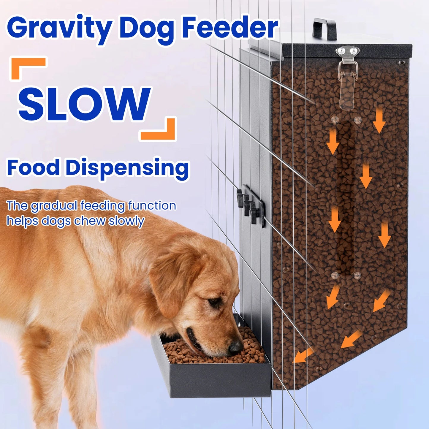 Large Stainless Steel Hanging Dog Bowl Feeder for Crate Cage - No Spill Pet Food Dispenser