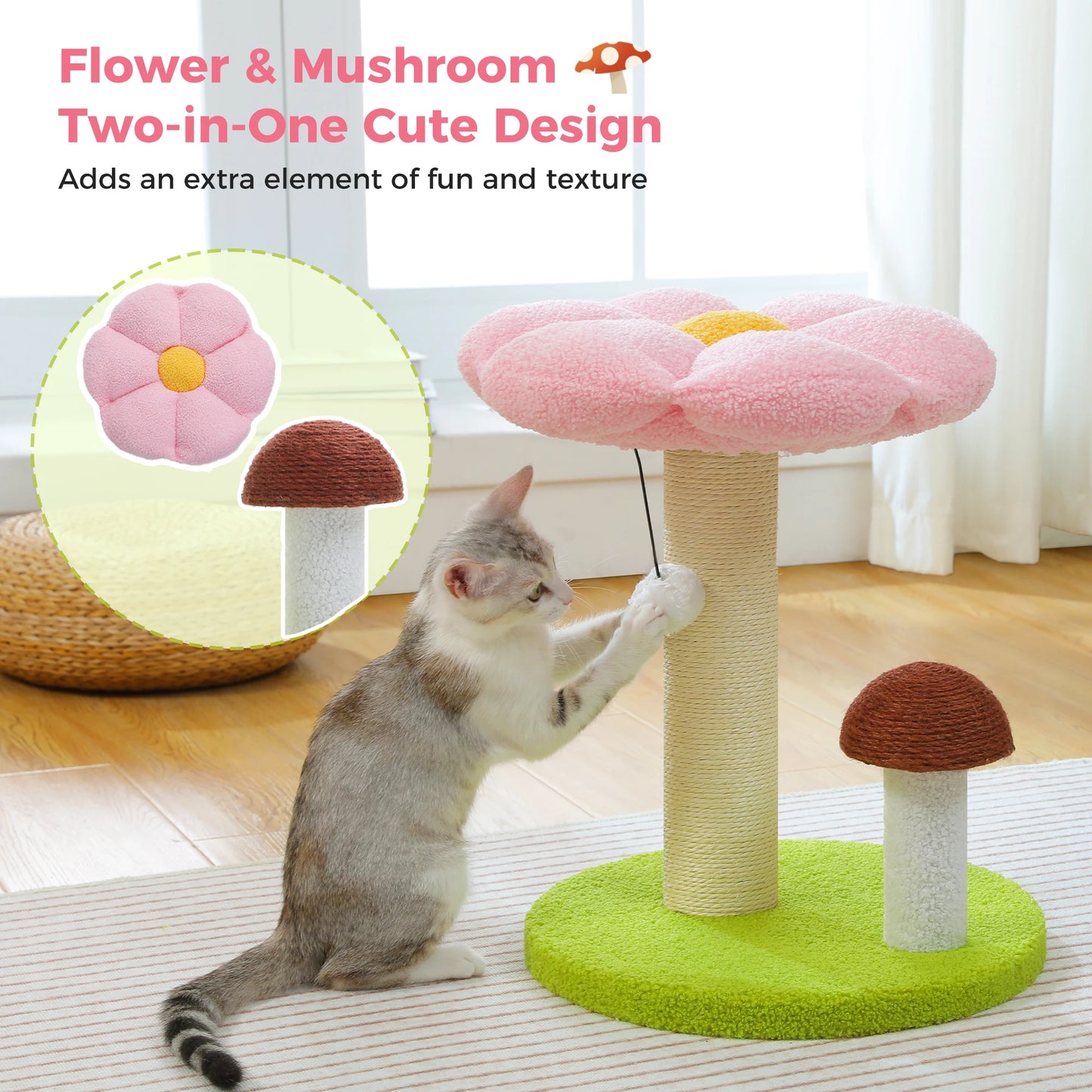 PAWZ Road Small Cat Scratching Post With Removable Flower Bed