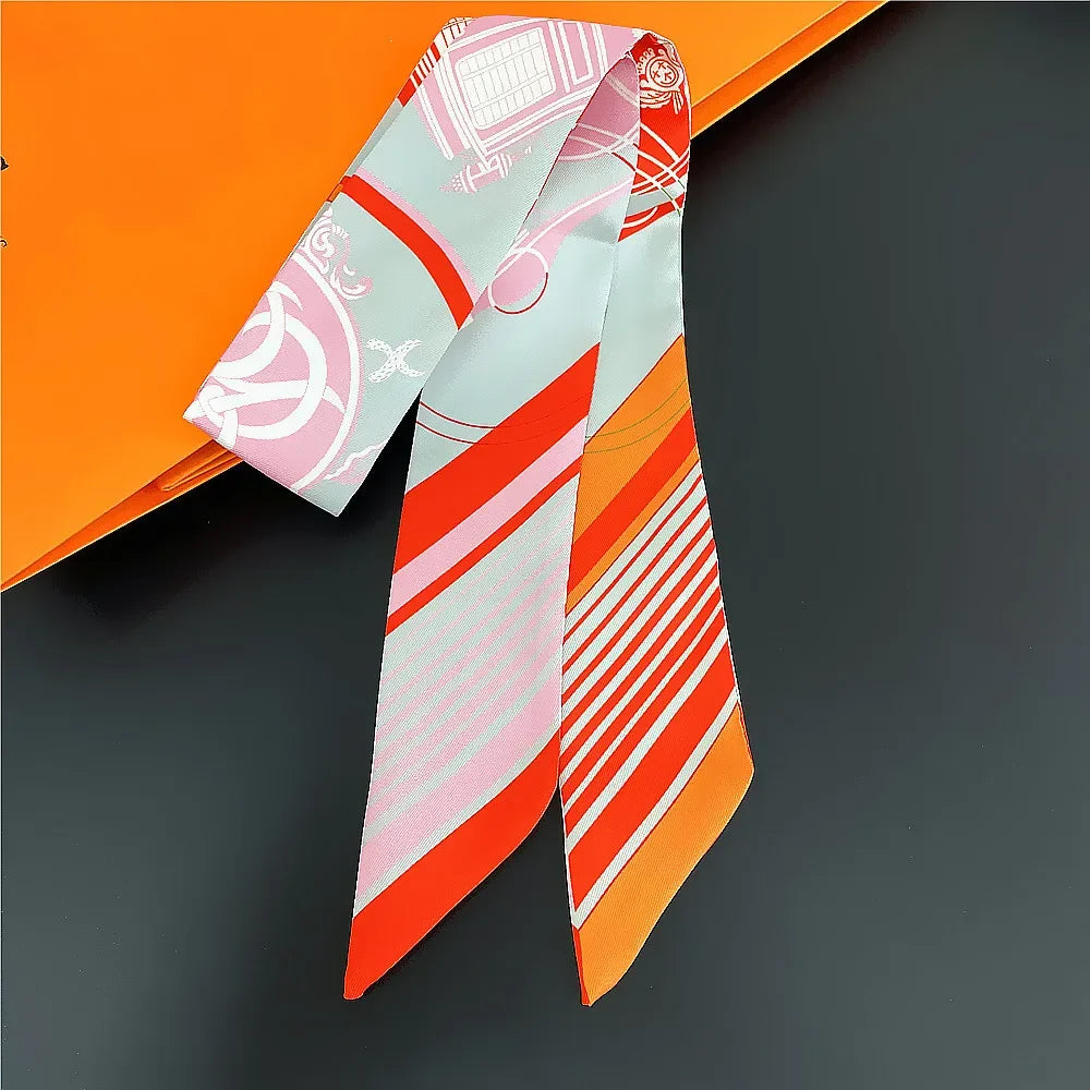 Gorgeous Saddle Print Summer Scarf 2023 Brand Design Women Skinny Bag Scarves Hair Band Neck Silk Scarf Ladies Foulard Headband
