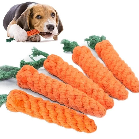 Knot Toy Carrot Shaped Cotton Rope For Dogs And Cats