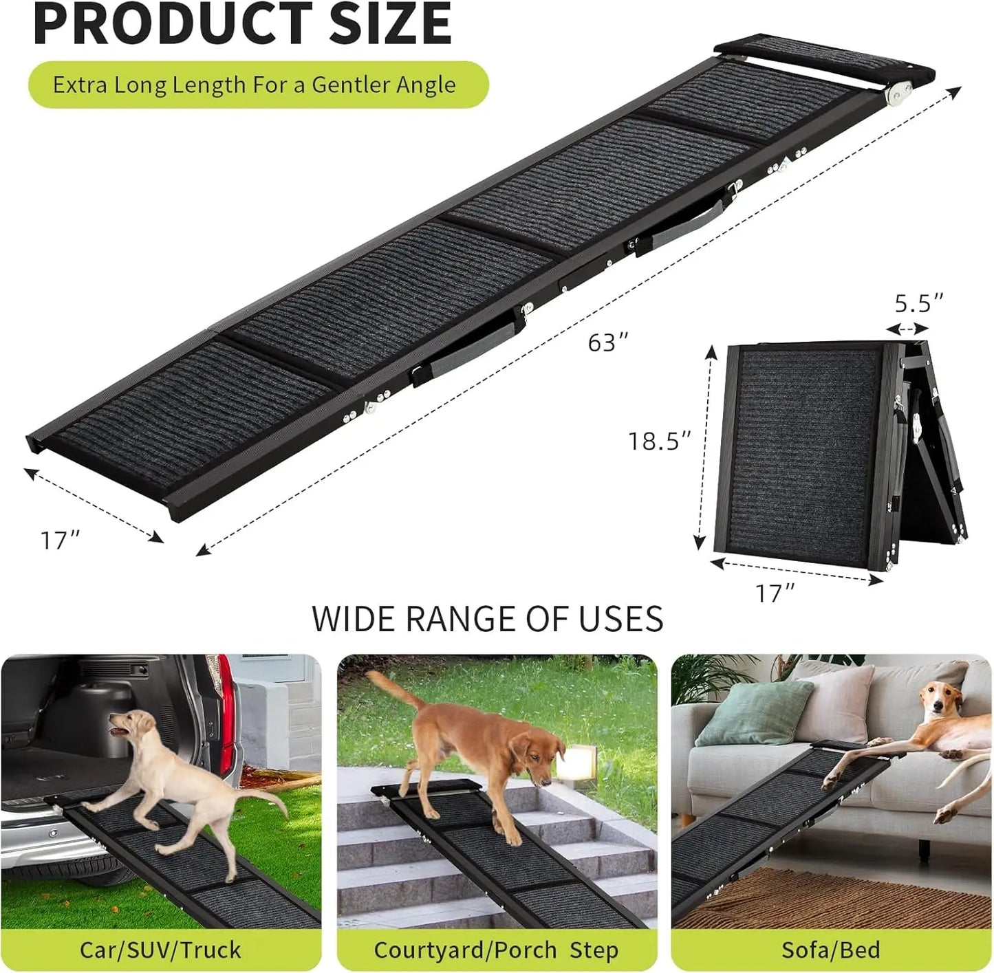 TWISTER.CK Dog Ramp For Cars Quad Fold Non Slip Ramp