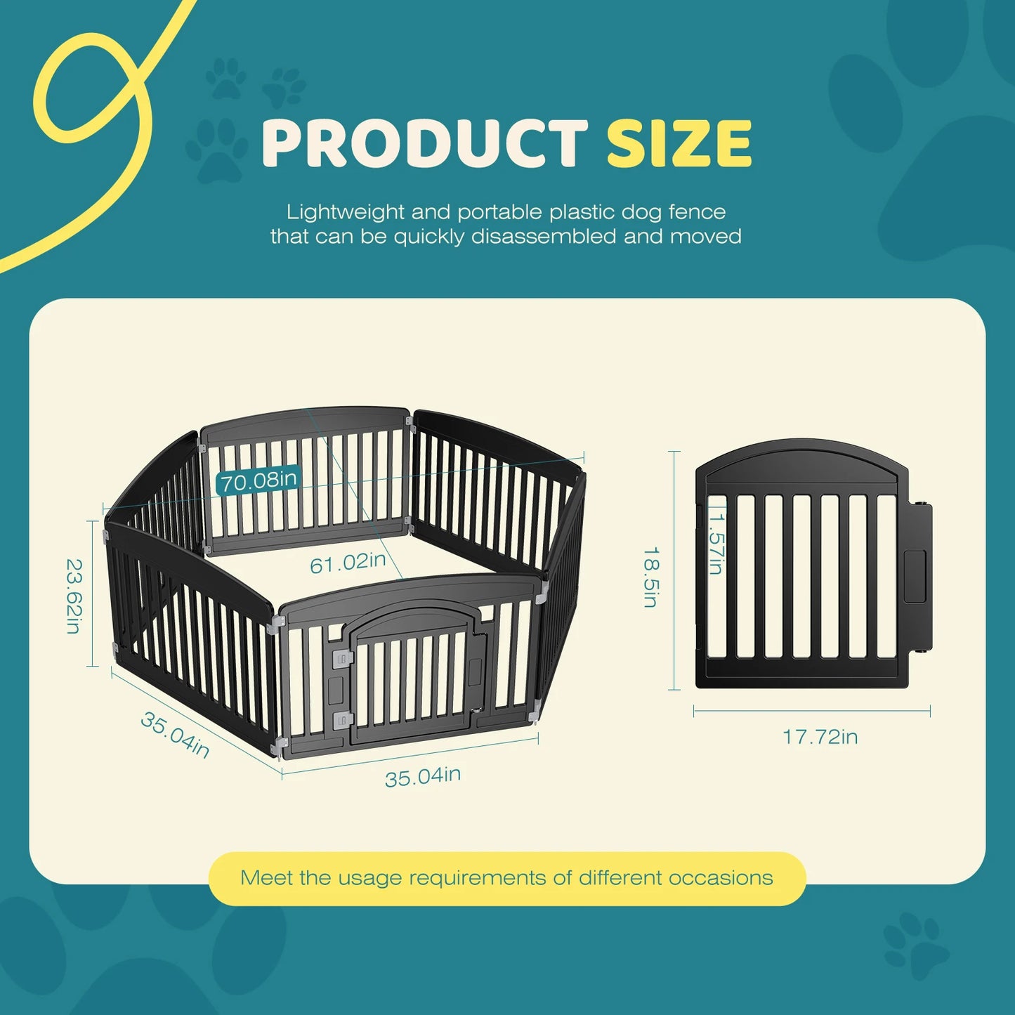 JHK Plastic Dog Playpen Portable Pet Fence