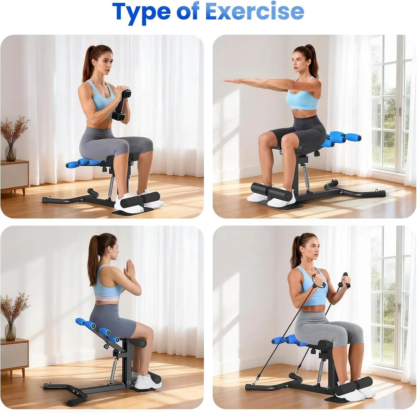 RELIFE  Deep Squat Machine, Adjustable Height Glute Trainer for Women, Core & Leg Workout Equipment for Home Gym