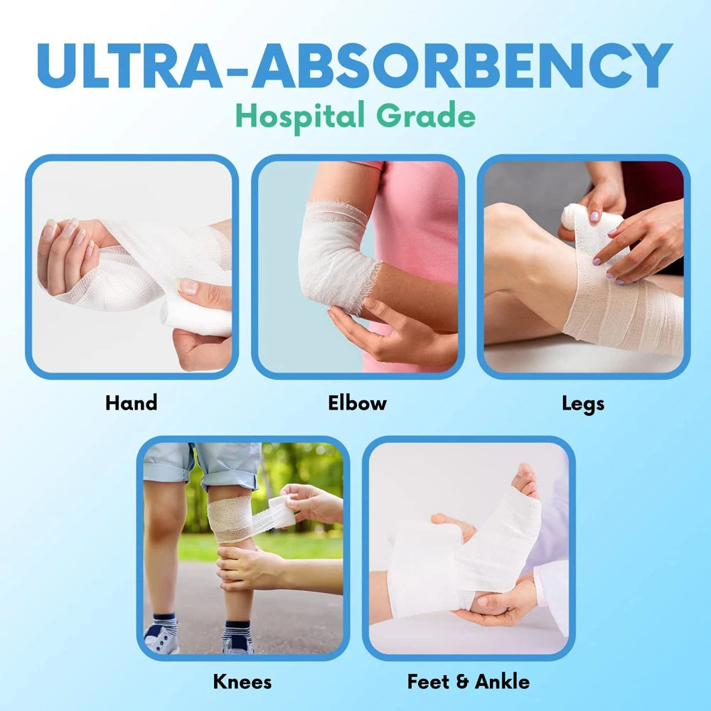 4 Rolls Premium Gauze Rolls ,Stretch Gauze Bandage - Super Soft Woven Stretch Gauze Bandages for Primary Wound Dressing Support