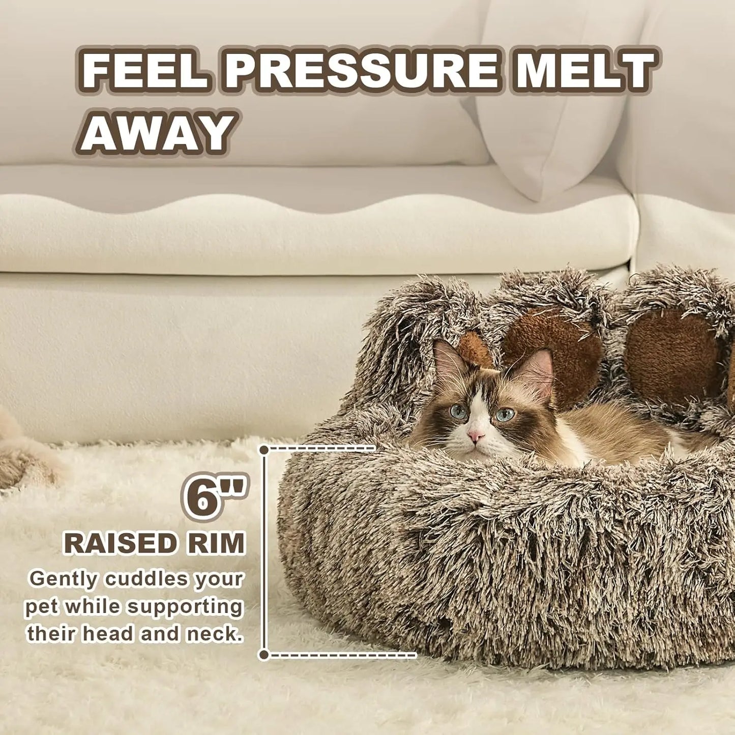 Premium Plush Faux Fur Donut Bed For Dogs And Cats
