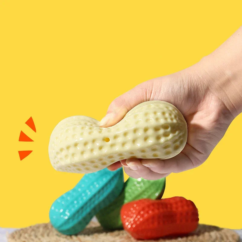 Pet Peanut Squeak Chew Toy For Dogs And Cats Interactive Grinding Teeth