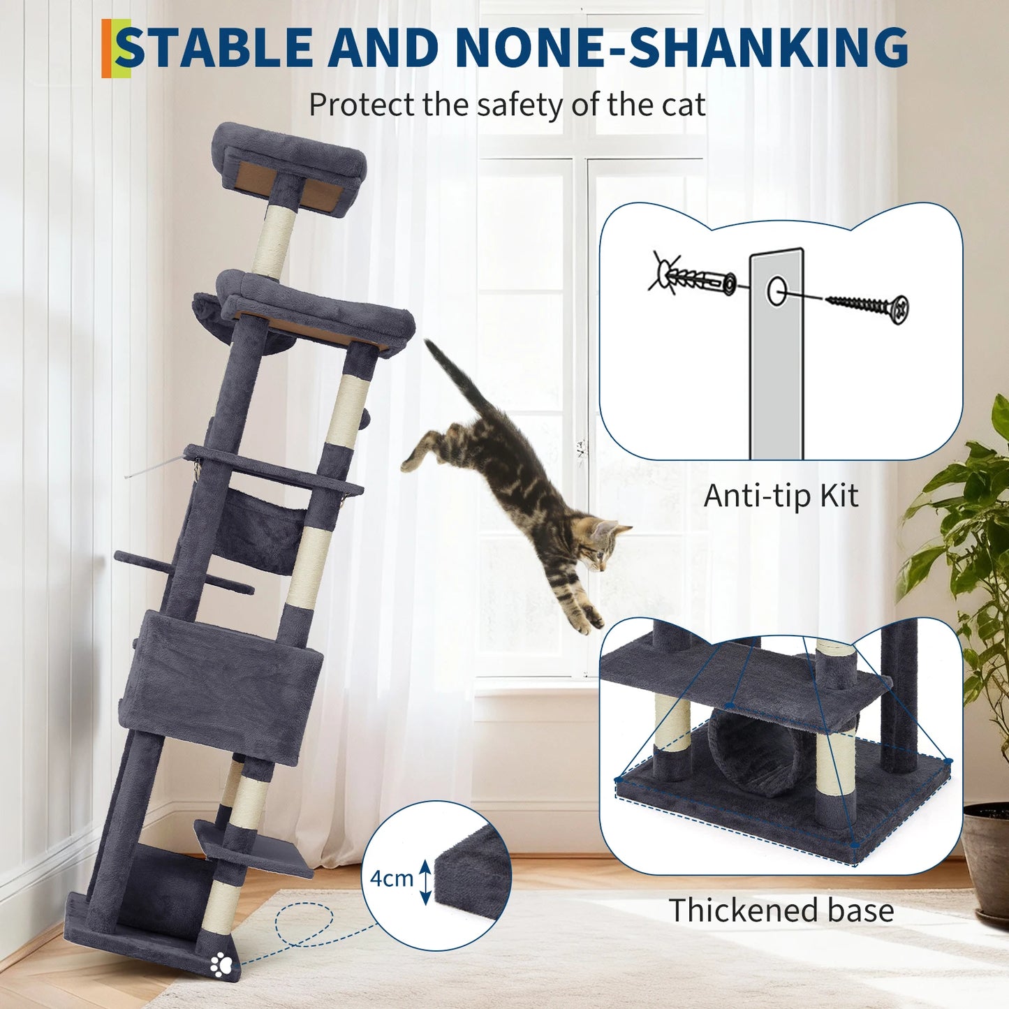 HiMISSCN Multi Level Cat Tree Tower With Scratching Posts