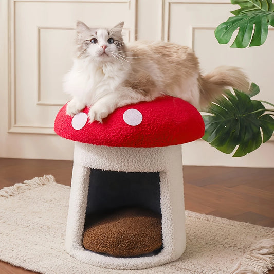 NONECN Mushroom Cat Bed Cow Shaped Cat Cave for Cats