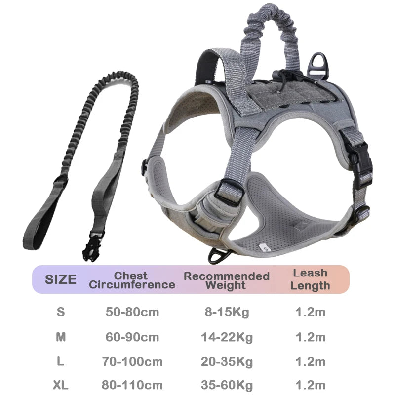 Tactical No Pull Dog Harness Escape Proof - Reflective Adjustable Vest with Leash & Handle for Large Medium Dogs Outdoor Walking