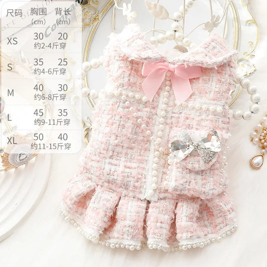 Winter Dog Clothes Princess Dress With Backpack Luxury Fashion Design
