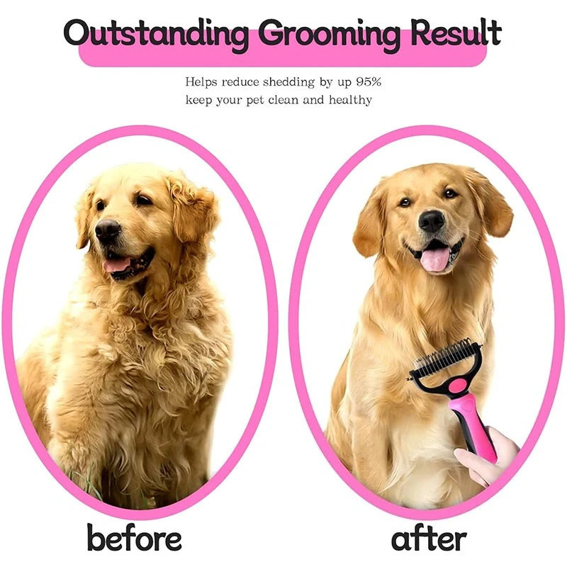 Pet Deshedding Brush For Dogs And Cats Self Cleaning Tool