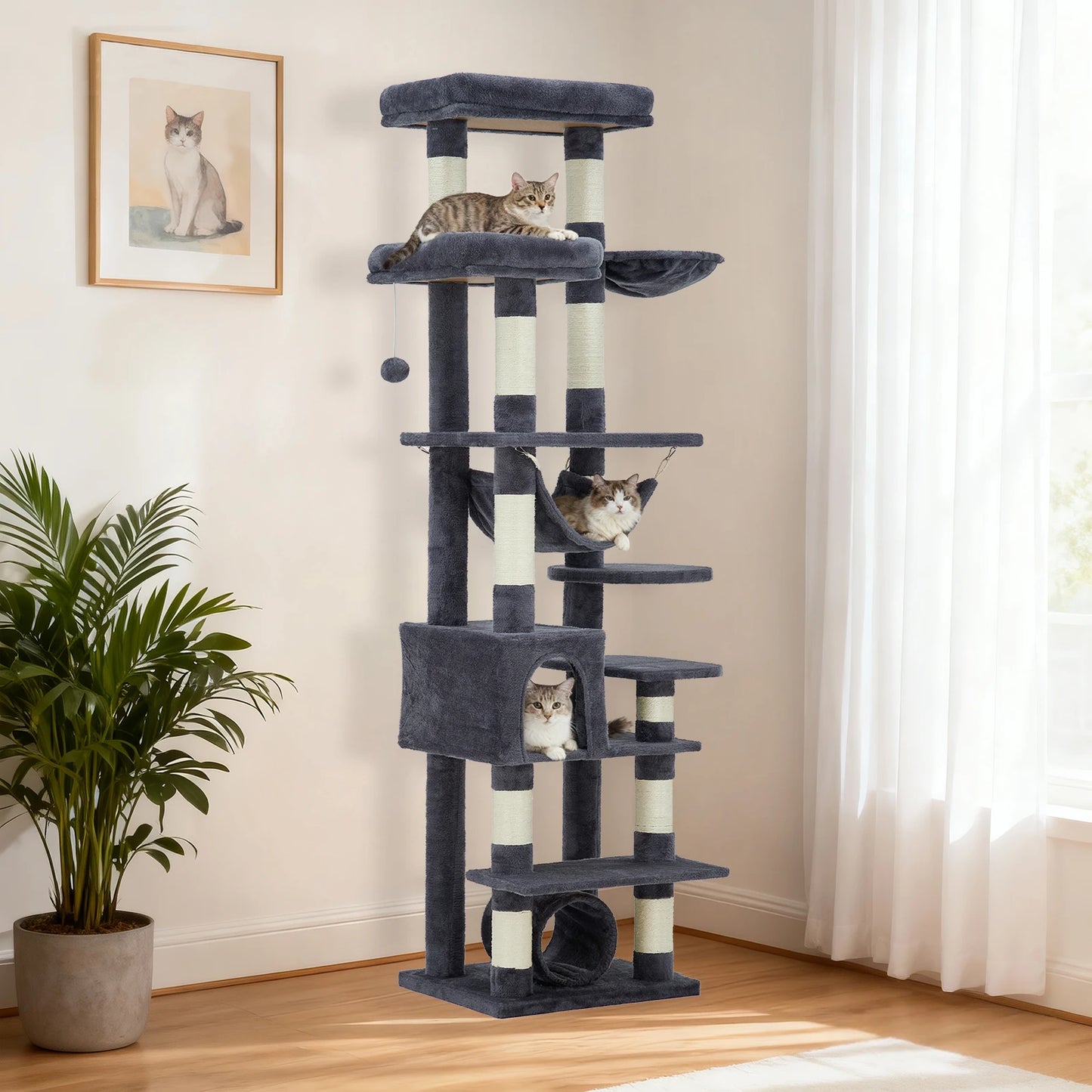 HiMISSCN Multi Level Cat Tree Tower With Scratching Posts